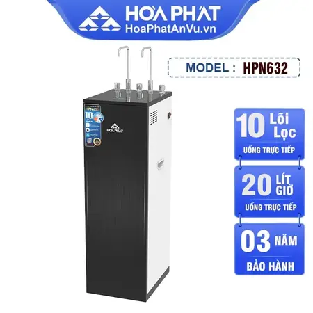Máy lọc nước RO nóng nguội lạnh Hòa Phát HPN632 - 10 cấp lọc