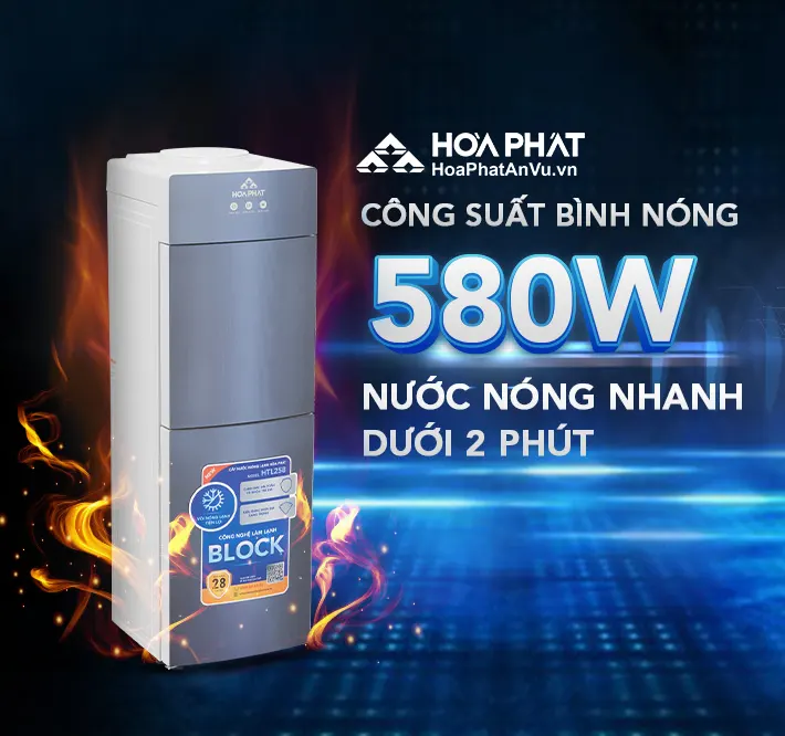 Cây nước nóng lạnh Hòa Phát HTL258 làm nóng siêu nhanh