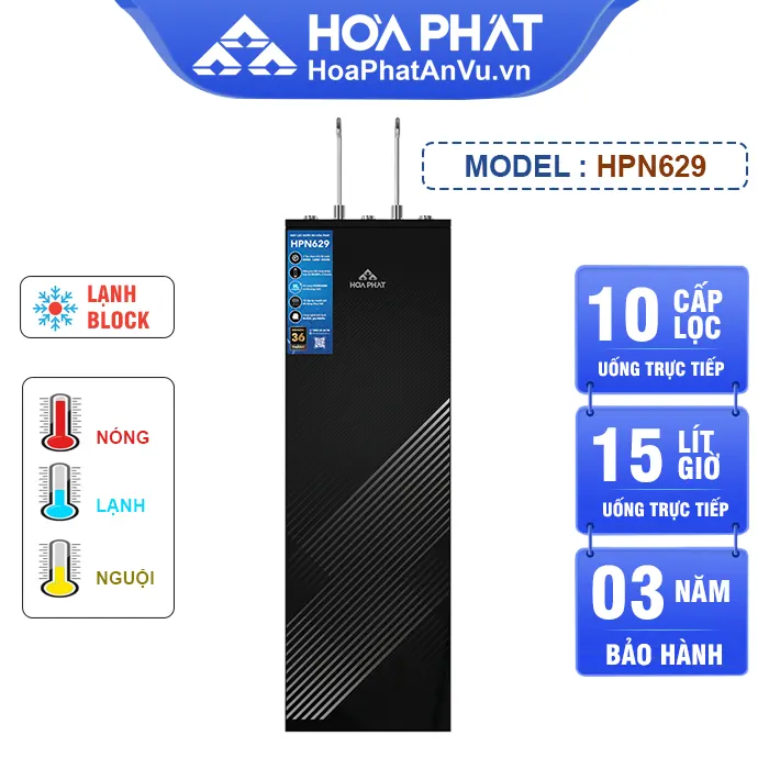 Máy lọc nước nóng lạnh Hòa Phát HPN629 - Lạnh Block