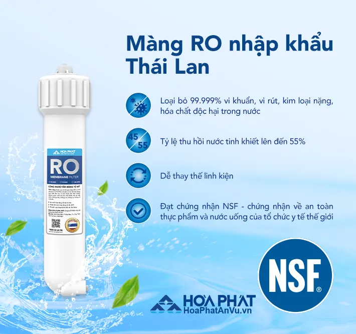 Màng RO Máy lọc nước Hòa Phát HPR522 - 10 Lõi lọc