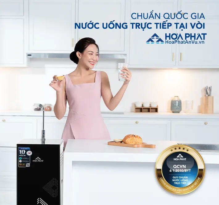 CHuẩn nước uống tại vòi Máy lọc nước Hòa Phát HPR556 