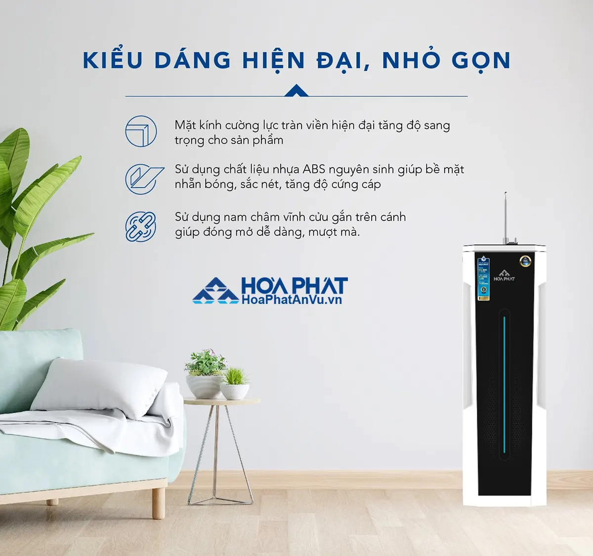 Thiết kế hiện đại nhỏ gọn Máy lọc nước Hòa Phát HWS1B1022