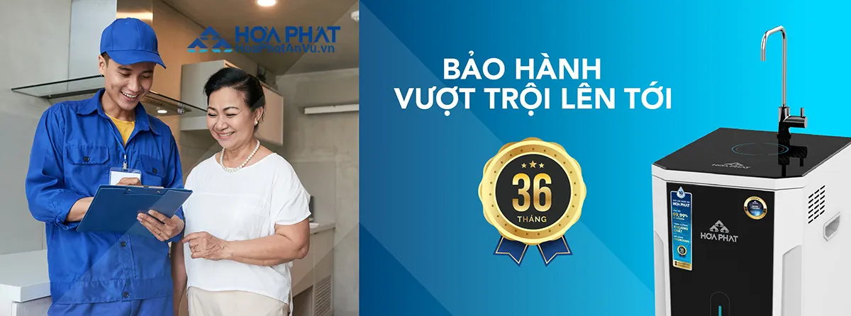 Bảo hành 26 tháng Máy lọc nước Hòa Phát HWS1B1022