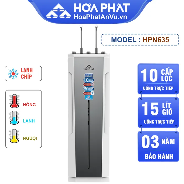 Máy lọc nước nóng lạnh Hòa Phát HPN635 - Lạnh Chíp