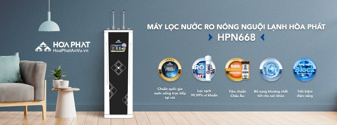 Máy lọc nước nóng lạnh Hòa Phát HPN668